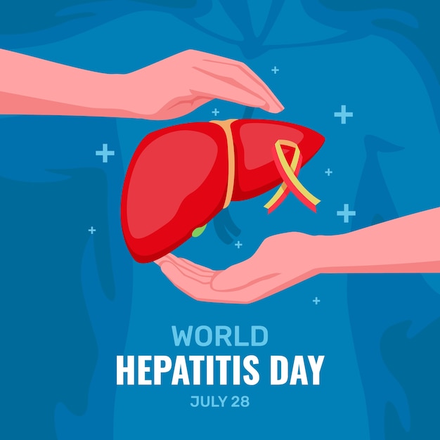 Vetor grátis ilustração plana para conscientização do dia mundial da hepatite