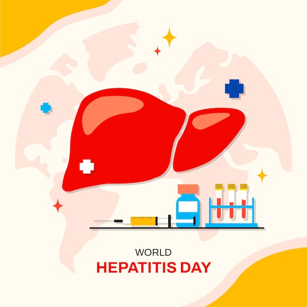 Ilustração plana para conscientização do dia mundial da hepatite