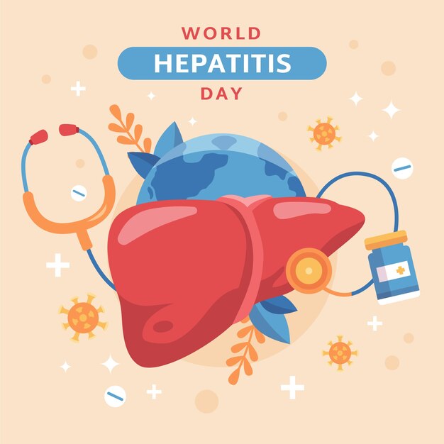 Ilustração plana para conscientização do dia mundial da hepatite