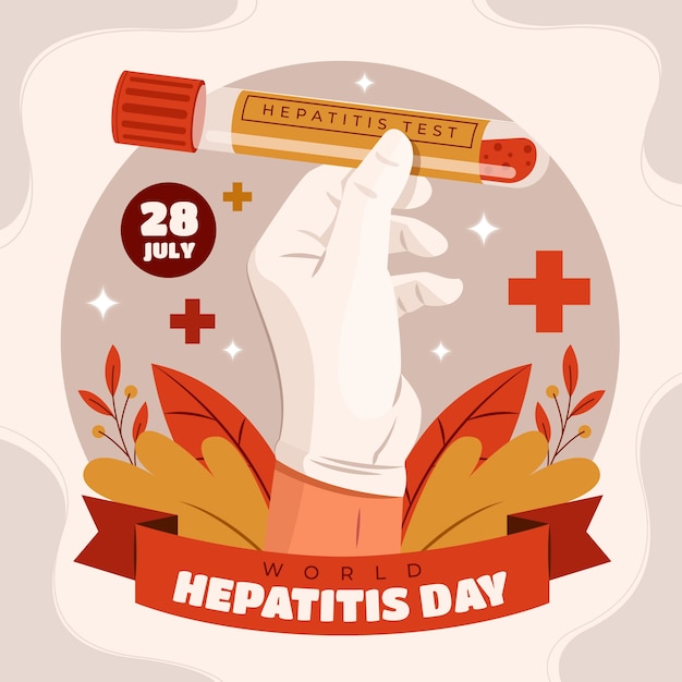 Ilustração plana para conscientização do dia mundial da hepatite