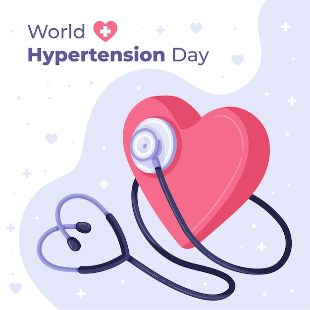 Vetor grátis ilustração plana para conscientização do dia mundial da hipertensão
