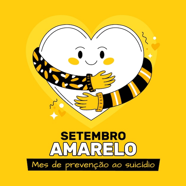 Vetor grátis ilustração plana para conscientização do setembro amarelo brasileiro