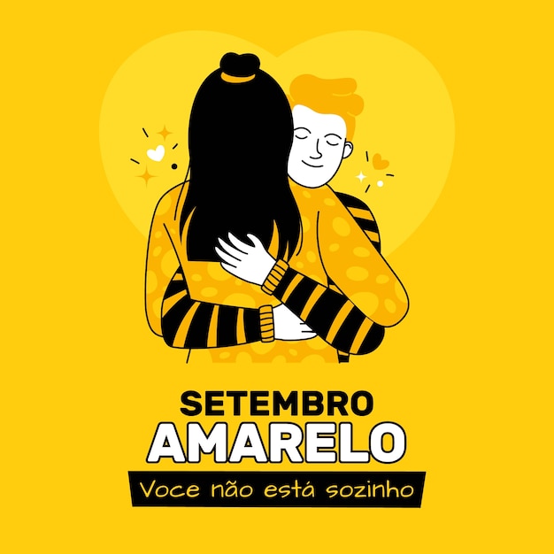 Vetor grátis ilustração plana para conscientização do setembro amarelo brasileiro