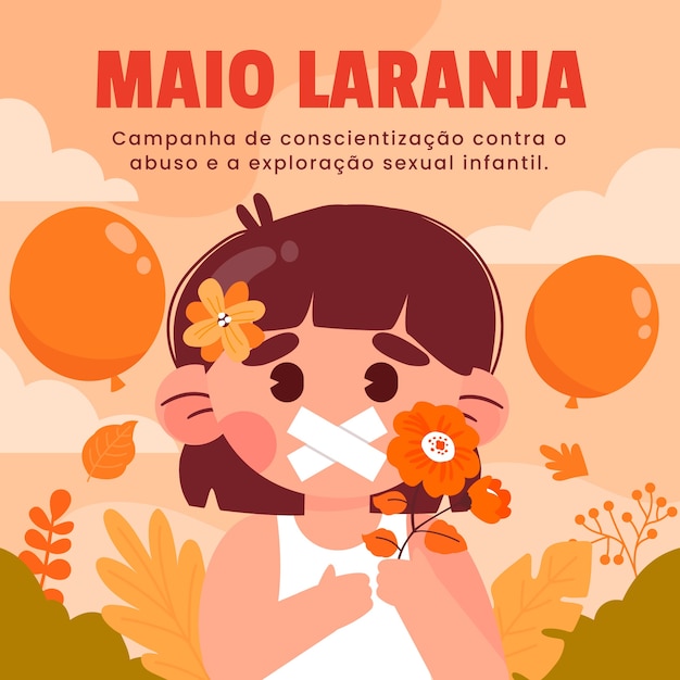 Vetor grátis ilustração plana para conscientização maio laranja