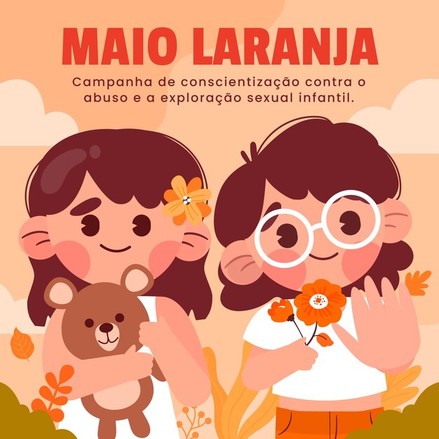 Vetor grátis ilustração plana para conscientização maio laranja