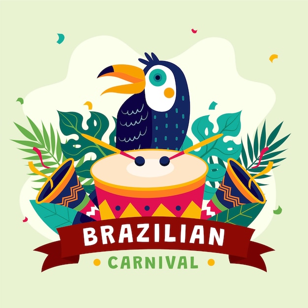 Ilustração plana para o carnaval brasileiro