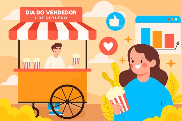 Ilustração plana para o dia do vendedor