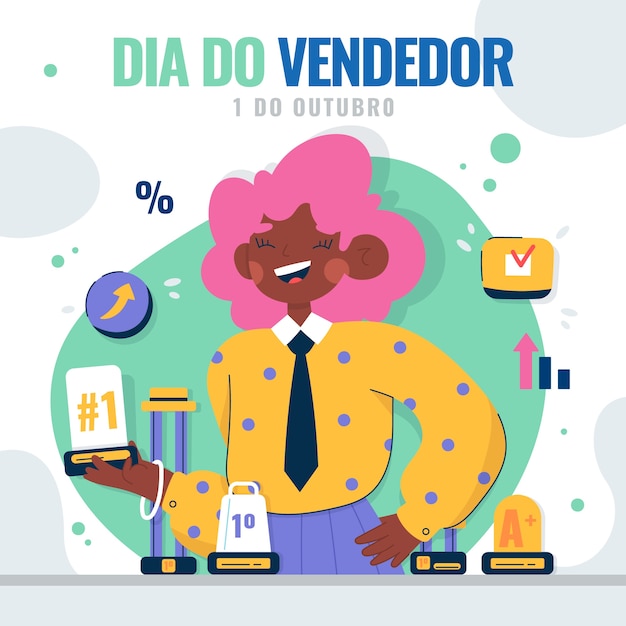 Vetor grátis ilustração plana para o dia do vendedor