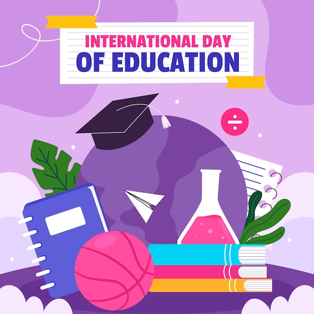 Vetor grátis ilustração plana para o dia internacional da educação