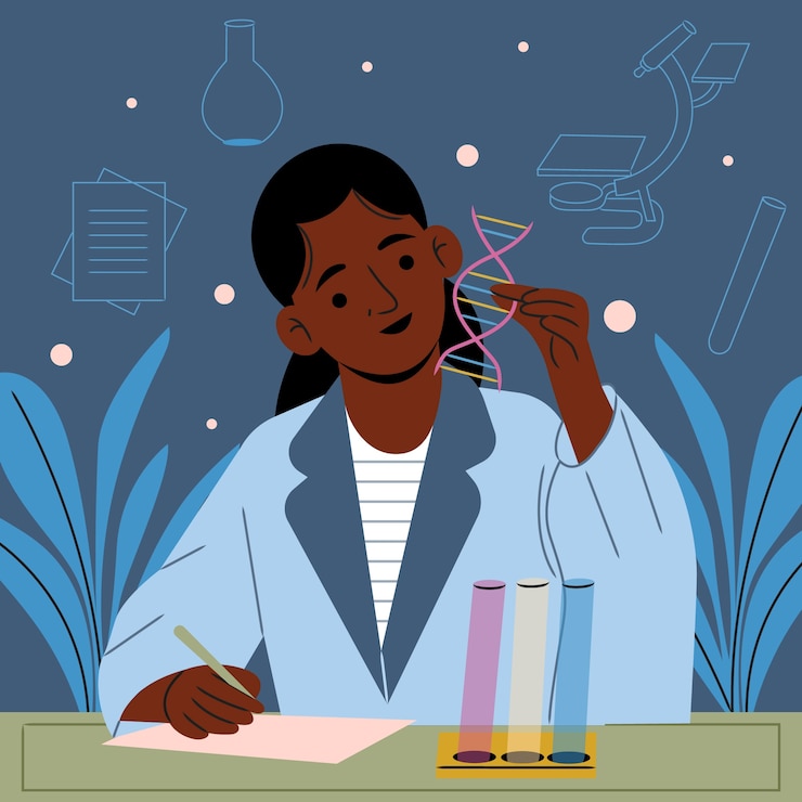 Vetor grátis ilustração plana para o dia internacional das mulheres e meninas na ciência