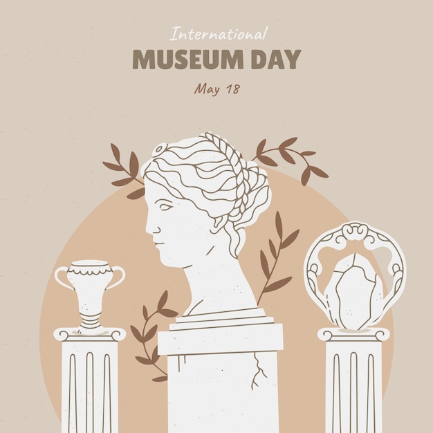 Ilustração plana para o dia internacional do museu