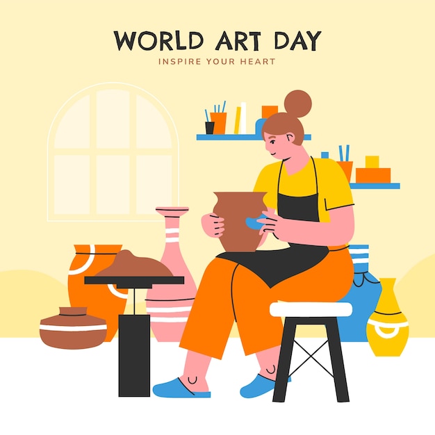 Vetor grátis ilustração plana para o dia mundial da arte