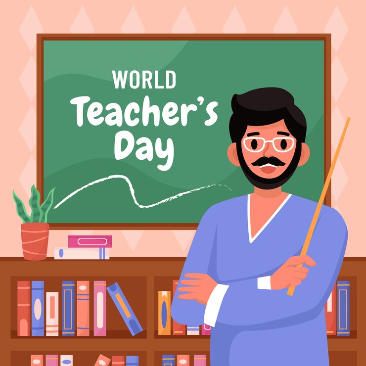 Vetor grátis ilustração plana para o dia mundial do professor