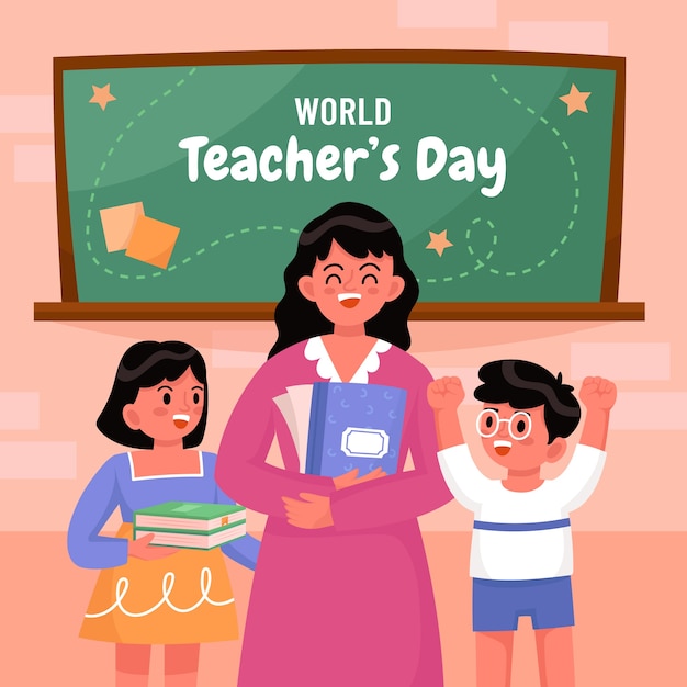 Ilustração plana para o dia mundial do professor