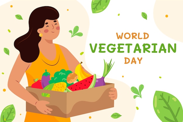 Ilustração plana para o dia mundial do vegetariano