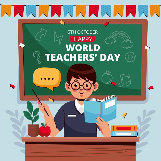 Ilustração plana para o dia mundial dos professores