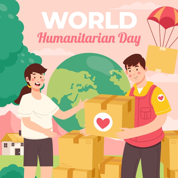 Ilustração plana para o dia mundial humanitário