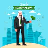 Vetor grátis ilustração plana para o dia nacional da arábia saudita