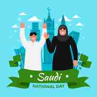 Vetor grátis ilustração plana para o dia nacional da arábia saudita