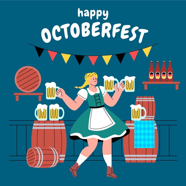 Ilustração plana para o festival oktoberfest