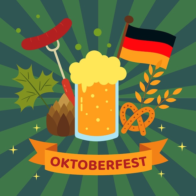 Vetor grátis ilustração plana para o festival oktoberfest