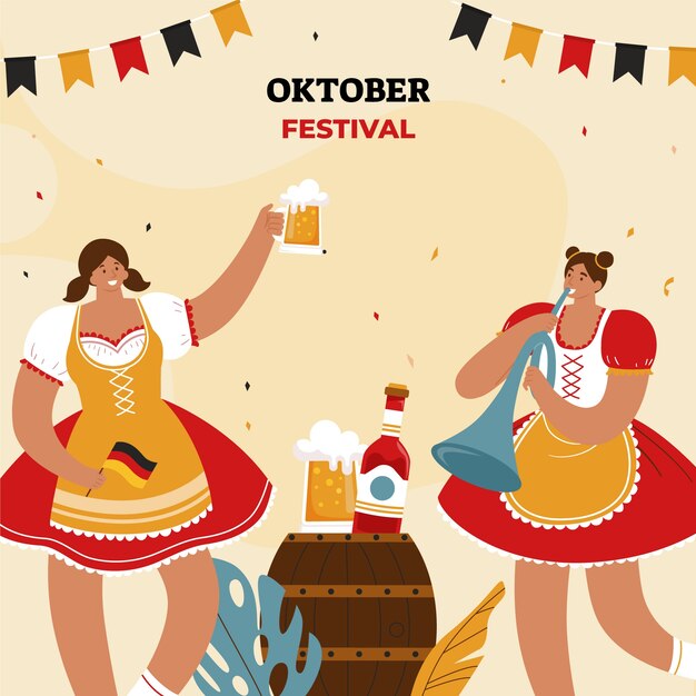 Ilustração plana para o festival oktoberfest