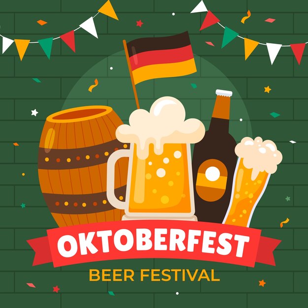 Ilustração plana para o festival oktoberfest