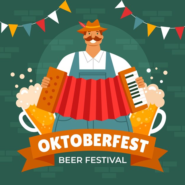 Ilustração plana para o festival oktoberfest