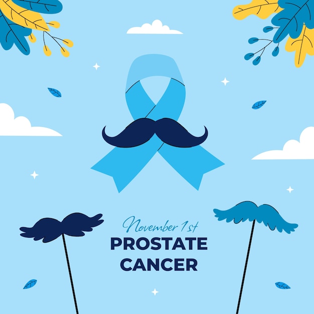 Vetor grátis ilustração plana para o mês de conscientização do câncer de próstata