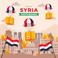 Vetor grátis ilustração plana para o terremoto na síria