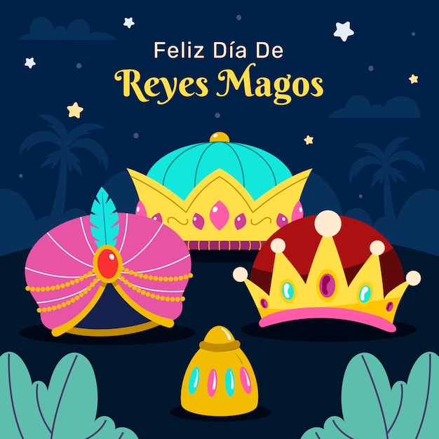 Vetor grátis ilustração plana para reyes magos