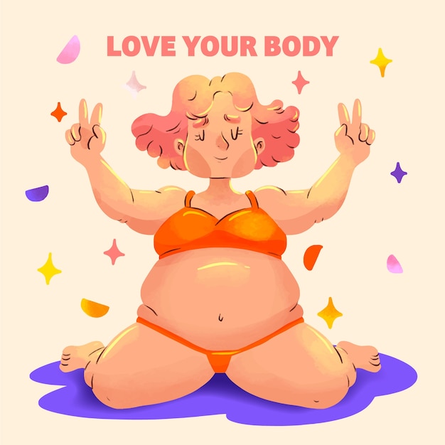 Vetor grátis ilustração positiva do corpo em aquarela