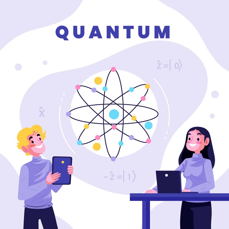 Vetor grátis ilustração quântica desenhada à mão