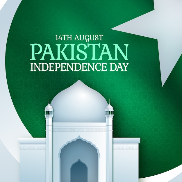 Vetor grátis ilustração radiante do dia da independência do paquistão