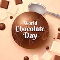 Vetor grátis ilustração realista da colher do dia mundial do chocolate