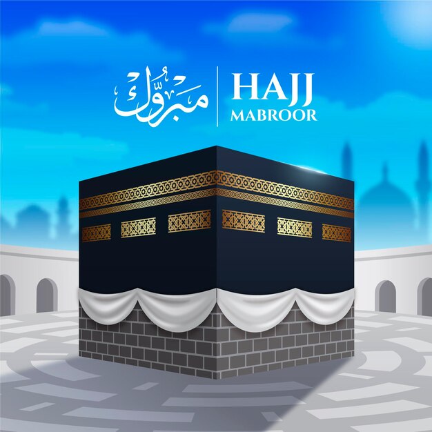 Ilustração realista da peregrinação islâmica hajj