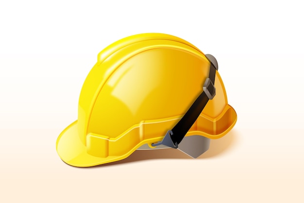 Ilustração realista de capacete de trabalhador amarelo