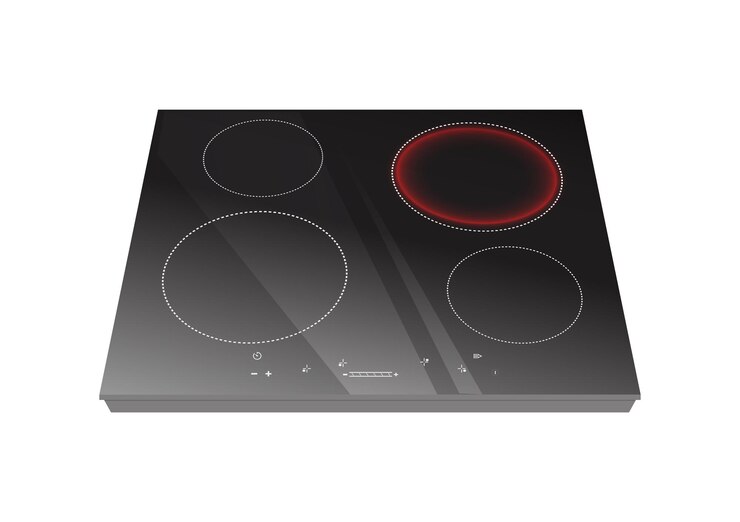 Vetor grátis ilustração realista de ícones vetoriais aparelho de cozinha superfície de cozinha elétrica e de indução c