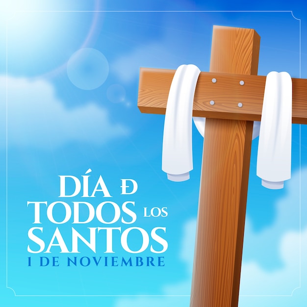 Vetor grátis ilustração realista do dia de todos os santos em espanhol