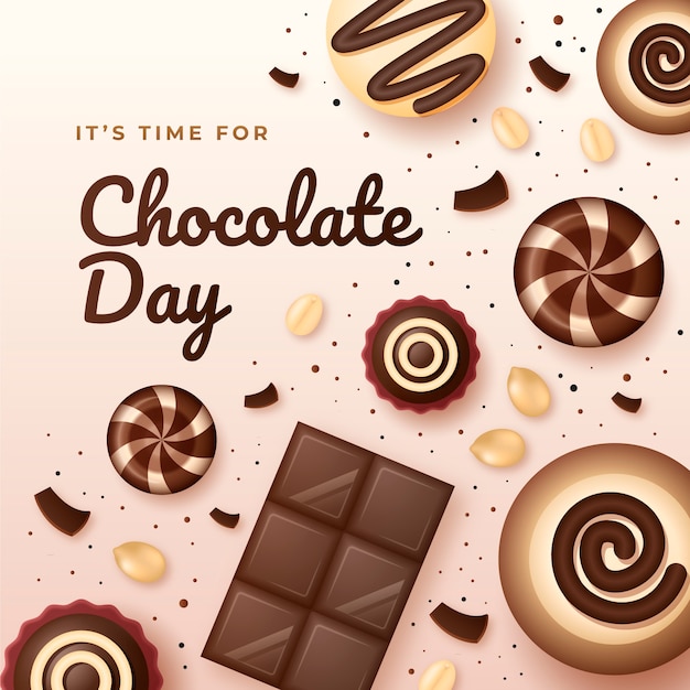 Vetor grátis ilustração realista do dia mundial do chocolate com doces de chocolate