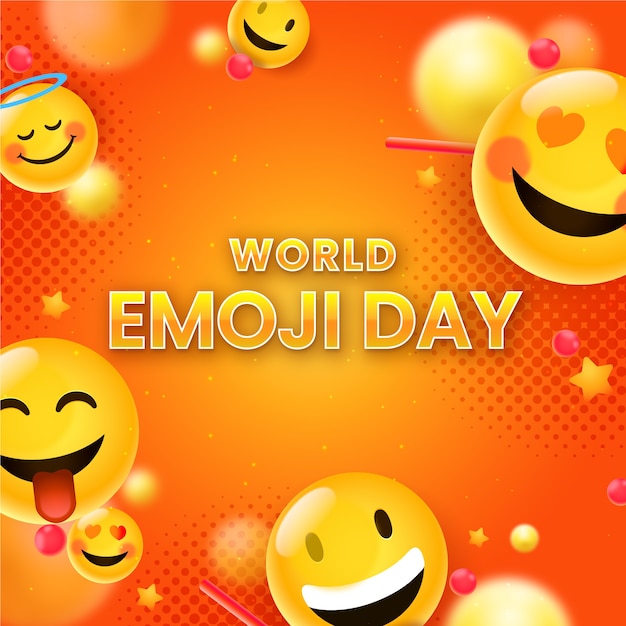 Ilustração realista do dia mundial emoji com emoticons