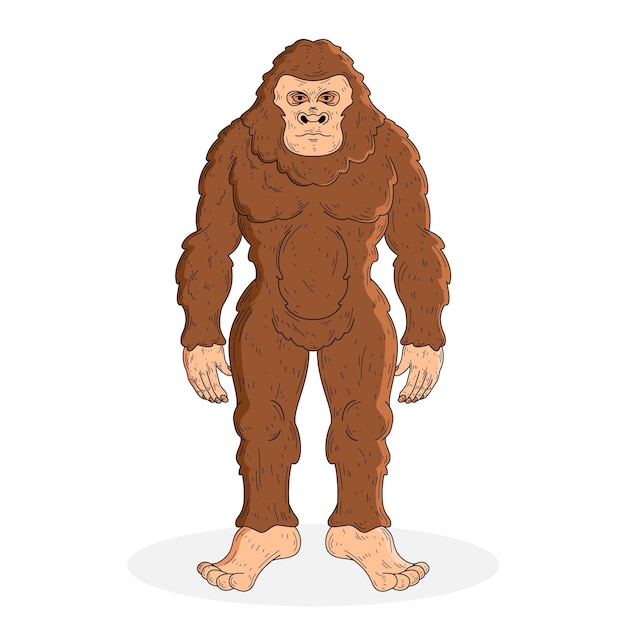 Ilustração realista mão desenhada bigfoot sasquatch