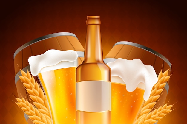 Ilustração realista para celebração do dia internacional da cerveja