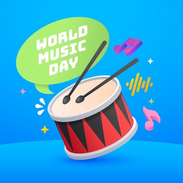 Vetor grátis ilustração realista para celebração do dia mundial da música