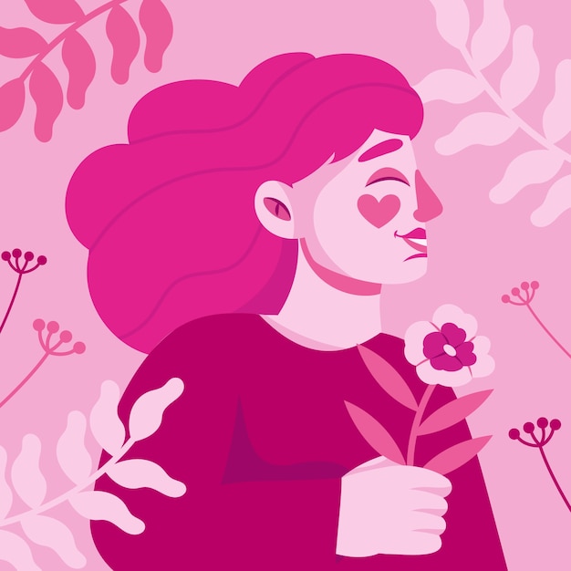 Ilustração rosa choque desenhada à mão