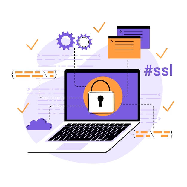 Ilustração ssl de design plano desenhado à mão