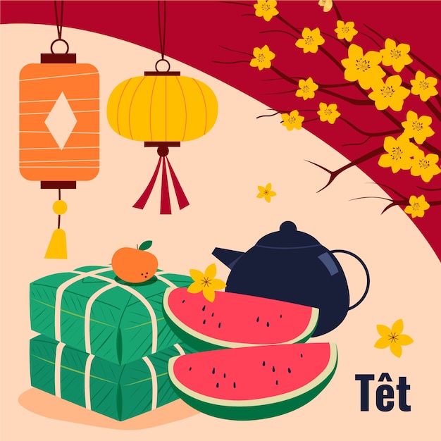 Ilustração tet plana