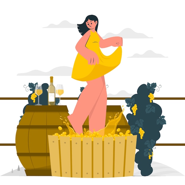 Ilustração tradicional do conceito de produção de vinho