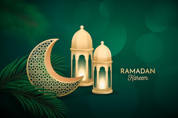 Ilustração tridimensional realista do ramadan kareem