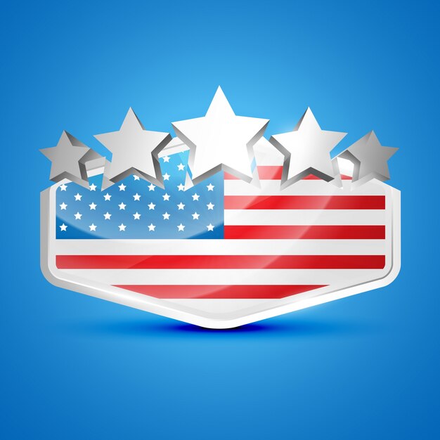 Ilustração vetorial da etiqueta da bandeira americana